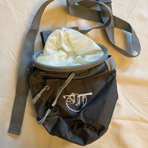 Gray rock climbing chalk Bag with Sloth Design